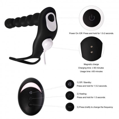 无线遥控肛塞拉珠后庭按摩器充电款Wireless remote control anal sierra beaded rear court massager charging model